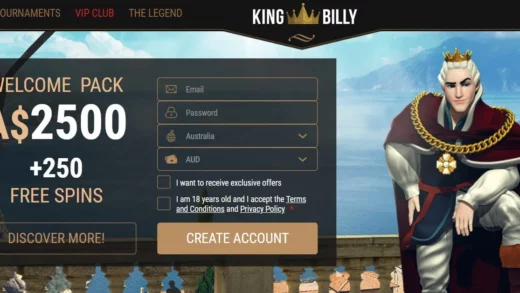 Get the King Billy Casino No Deposit Bonus Codes and Win Big